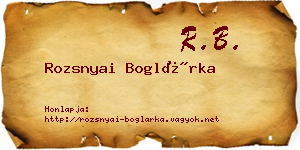 Rozsnyai Boglárka névjegykártya